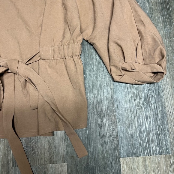 Anthropologie Molly Bracken Premium Front Tie Cinch-able Puff Sleeve size XL - Picture 3 of 6